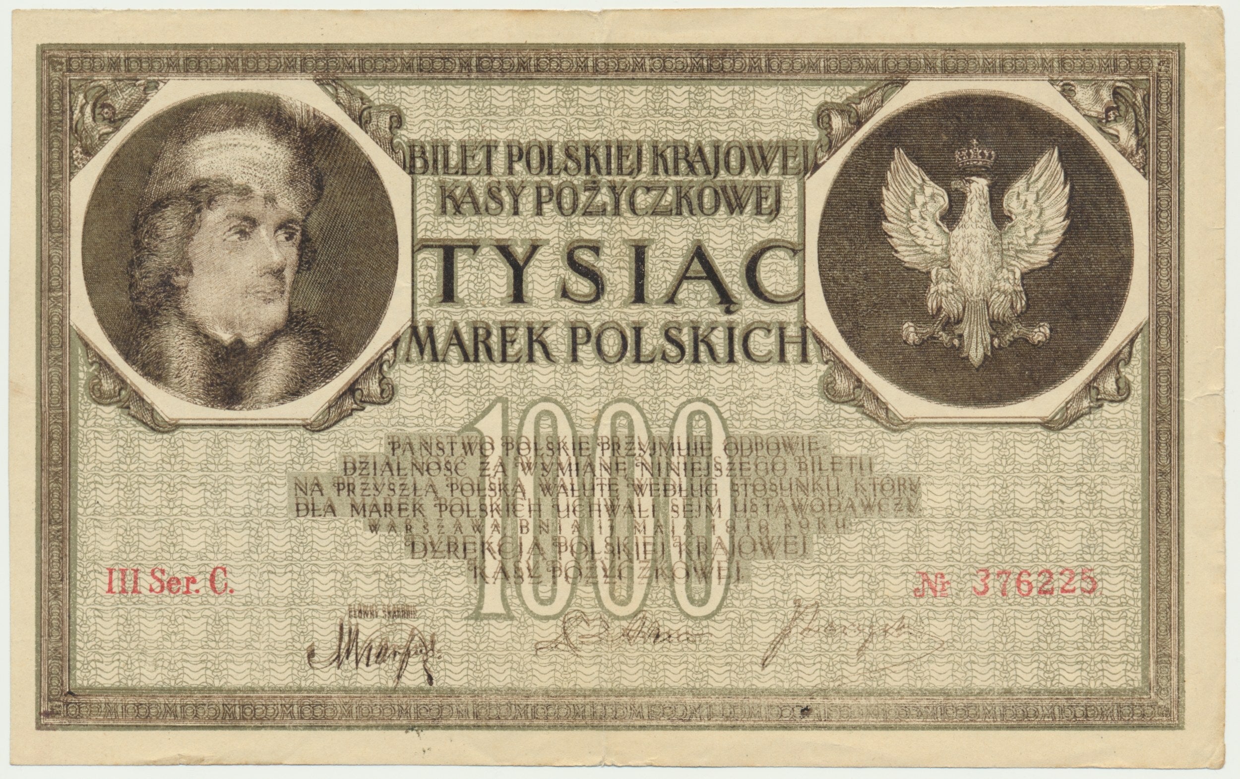1.000 marek 1919 – III Ser.C – Fałszerstwo z epoki – NIEWYŁAPANE