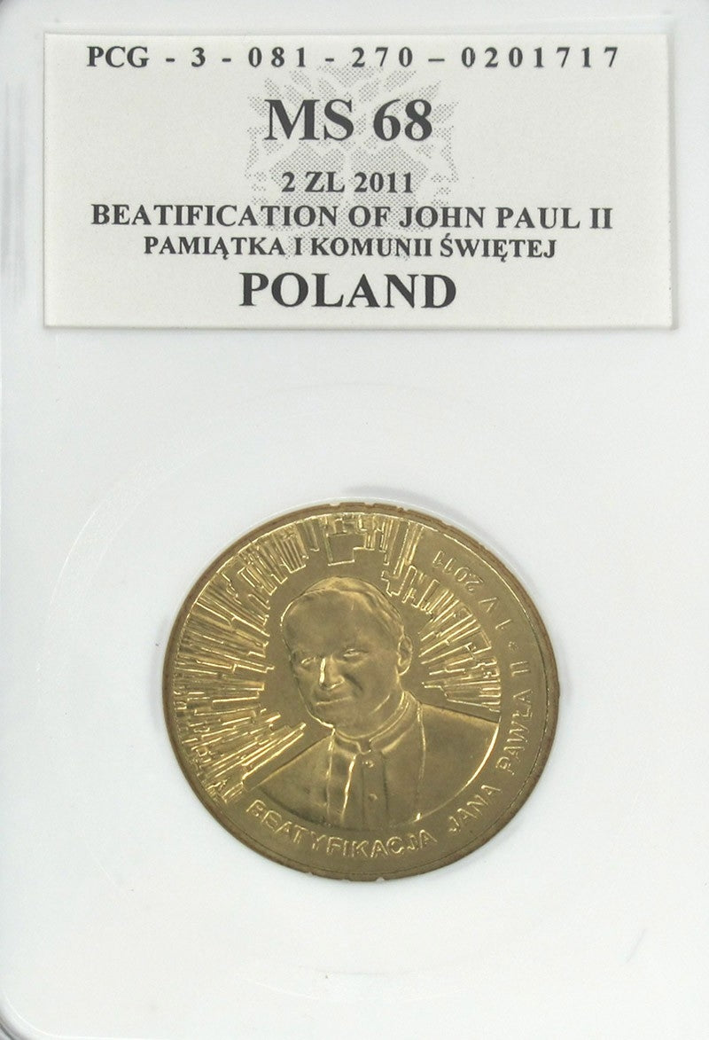 2 zł Beatyfikacja Jana Pawła II napis Pamiątka I Komunii Świętej