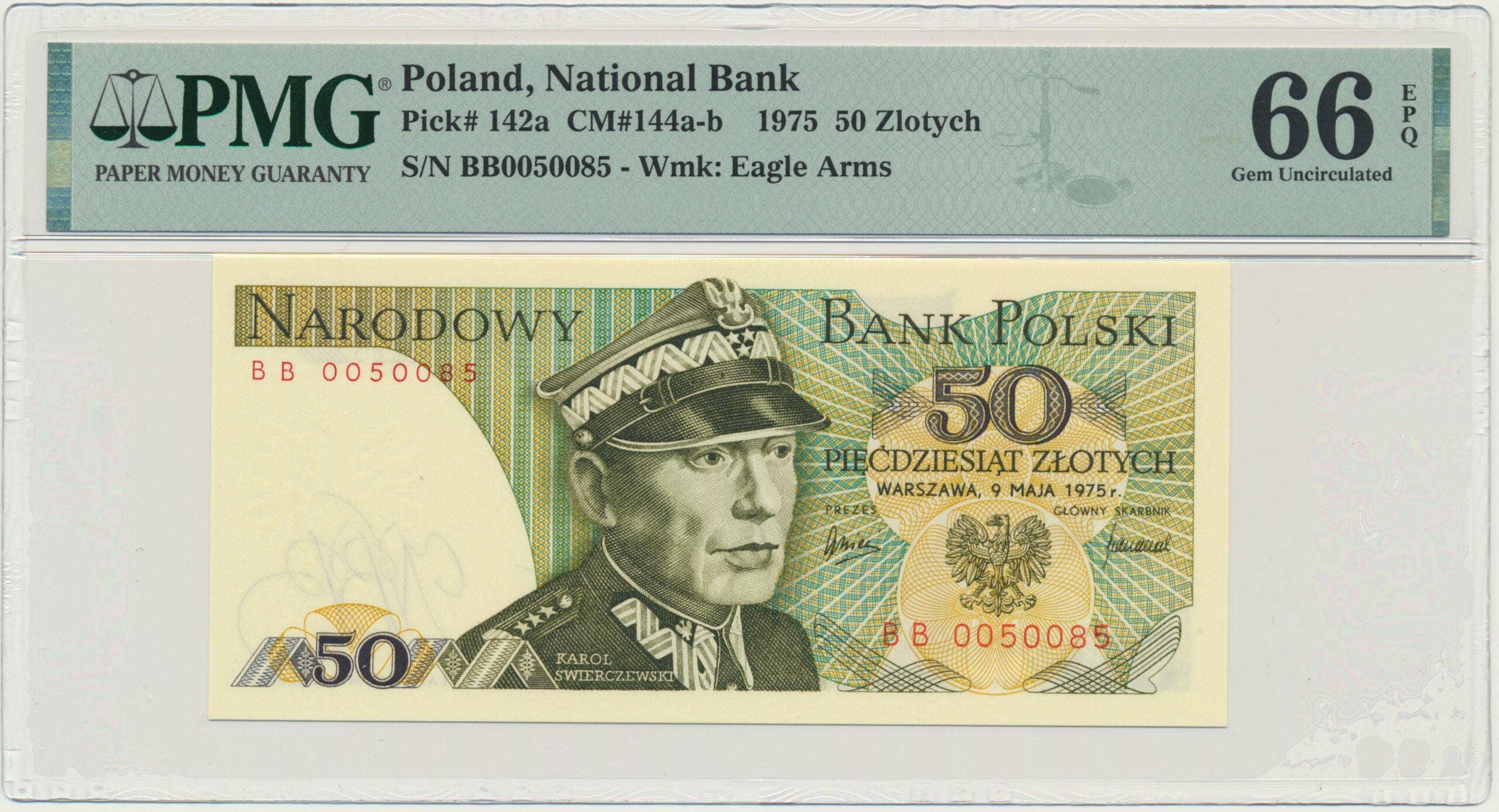 Banknot 50 złotych 1975 – BB- PMG 66 EPQ