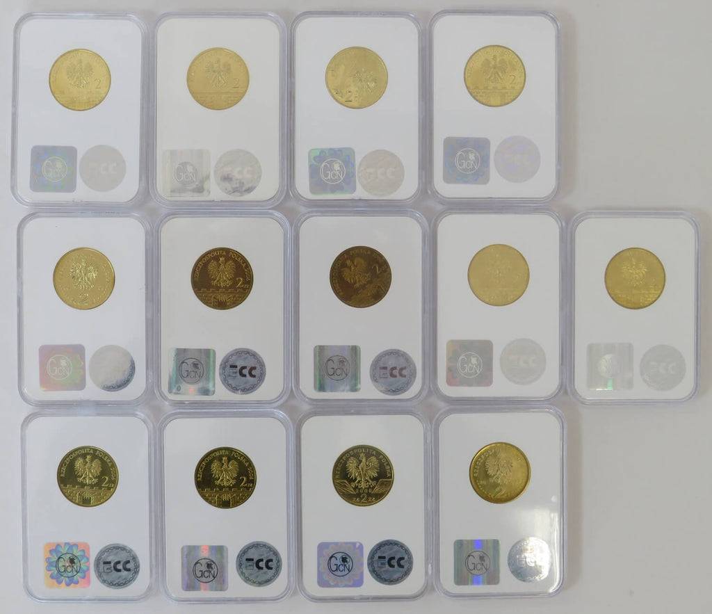 Zestaw 13 monet 2 zł GN rocznik 2006, grading GCN MS65-MS66, mennicze